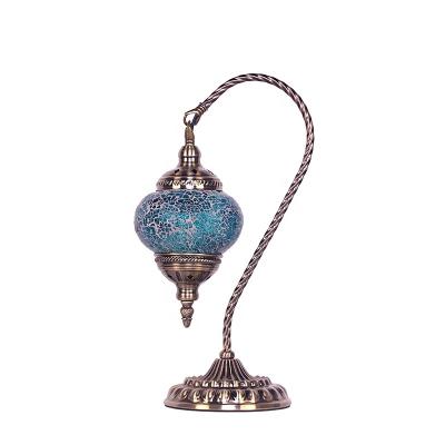 China Handicrafts in Turkish Moroccan Turkish Mosaic Table Lamp Unique Handmade Colorful Light Small Glass Lantern Table Lamp for sale