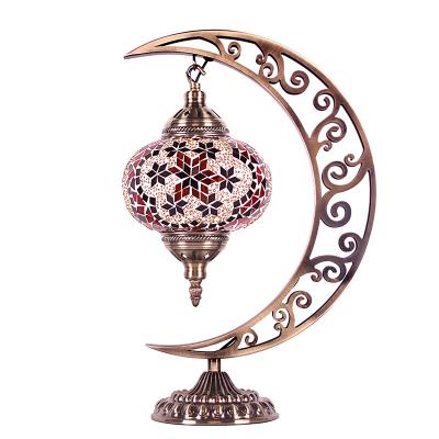 China Handicrafts in Turkish Moroccan Turkish Mosaic Table Lamp Unique Handmade Colorful Light Small Glass Lantern Table Lamp for sale