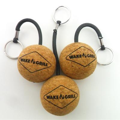 China Promotional Giveaway Gift Printing Custom Logo Wooden Key Ball Key Chain Wooden Floating Key Chain Floating Wooden Cork Gift for sale