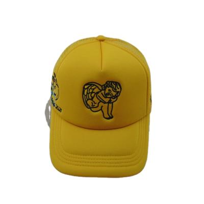 China Agriculture Wholesale Yellow Color Australian Yellow Peru Mens Mesh Moss Fashion Design Simple Army Your Own Logo Bulk Trucker Hat Custom Hat for sale