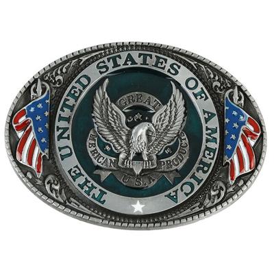 China Belt Buckles Eco-Friendly Western Cowboy Eagle 3D Logo Hip Hop Pants Metal American Flag Cowboys Cowboy for sale