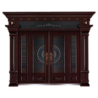 China Factory Supply New Villa Security Front Door Luxury Rosewood Door Aluminum Atmosphere Door for sale