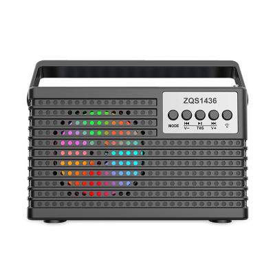 China SING-E ZQS1436 OEM Outdoor Portable RGB Led Emergency Light Loud Sound Wireless Subwoofer Fm Radio Solar Charge Speaker for sale