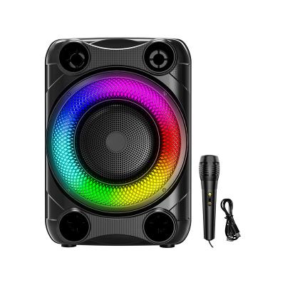 China SING-E ZQS8148 8 Inch Portable Subwoofer Super Bass Speaker With Colorful RGB Lights Support Wired MIC Karaoke DJ Speaker for sale