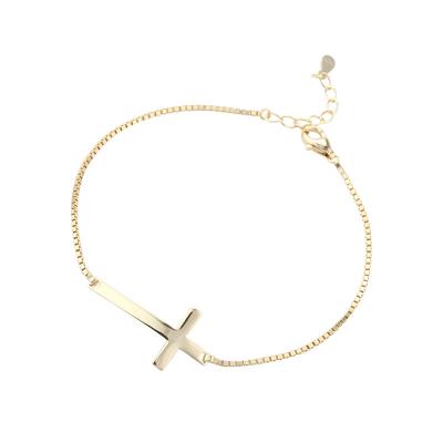 China TRENDY Minimalist Sterling Silver Jewelry Cross Bracelets Jewelry L290 Sideway Cross Bracelet 925 Bracelets for sale