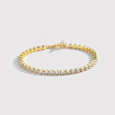 China Women's Silver Bracelet 925 Zircon CZ Tennis Bracelets Gold Plated Elegant Trendy Fashion Design Jewelry for sale