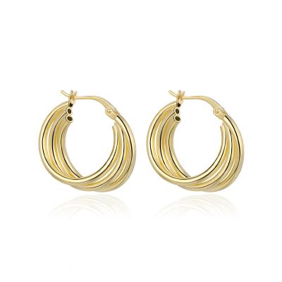 China FASHIONABLE Luxury Circle S925 Sterling Large Silver Gold Plated 18K Stud Overstated Awesome Earrings Collection Fashion Jewelry Wholesale for sale