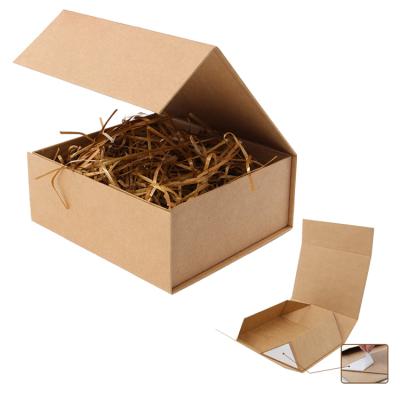 China Eco-friendly Brown Kraft Paper Recyclable Custom Gift Boxes Flat Magnetic Gift Boxes for sale