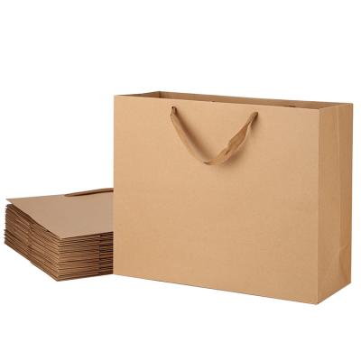 China Custom Recyclable Your Own Logo Paper Packaging Brown Kraft Gift Craft Paper Shopping Bag With Handles for sale