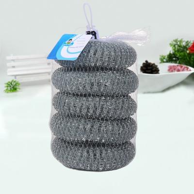 China 5pcs Sustainable Galvanized Steel Wire Ball Mesh Scourer Cleaning Ball for sale