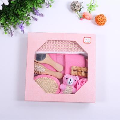 China Good Quality Eco - Friendly Pink Color Bath Sponge Set Shower Brush For Baby for sale