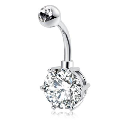 China FASHIONABLE 316L Stainless Steel Navel Ring CZ Zircon Belly Button Rings Barbell Body Piercing Jewelry for sale