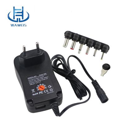 China Universal Adjustable LAPTOP Power Supply 30W 3V 4.5V 5V 6V 7.5V 9V 12V AC/DC Variable Adapter with 5V 2.1A USB Port for sale