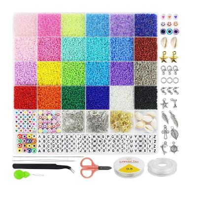 China Jewelry Making 17000pcs 2mm glass seed beads for jewelry making for Jewelry Making Kit with Letter Evils-Eye Beads DIY Art Craft Gifts for sale