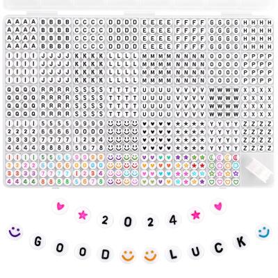 China Handmade DIY Toy 1560 Pcs Letter Beads 39 Styles White Round Alphabet Beads Number Beads for Jewelry Making Friendship Bracelet Kit for sale