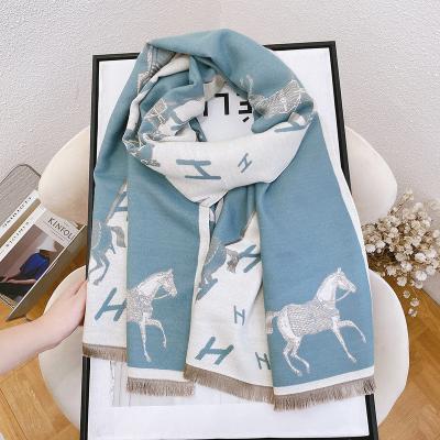 China Long Scarf women winter 2023 new cashmere warm tassel shawl thick scarf for sale