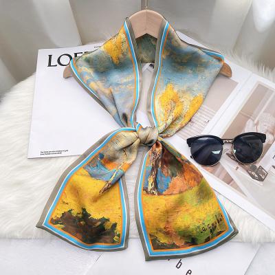 China Long Custom women luxury large satin silk scarf 15*135 cm silk scarf 100% of silk for sale