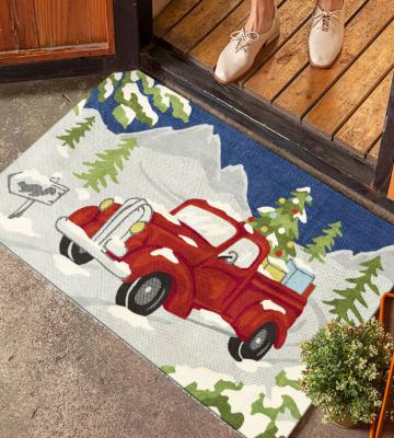 China Christmas Door Mat Customized Printed PVC Door Mat Washable Custom Cleaning Mat for sale