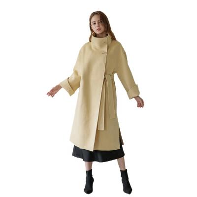 China New Viable Autumn And Winter Hidden Double Woolen Coat Women'S Double Collar Woolen Coat Long for sale