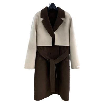 China Fashionable winter new trend women's wool double-sided coat two-piece color matching hand-made for sale