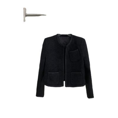 China short coat solid color classic simple atmosphere customized woolen black coat parride for sale