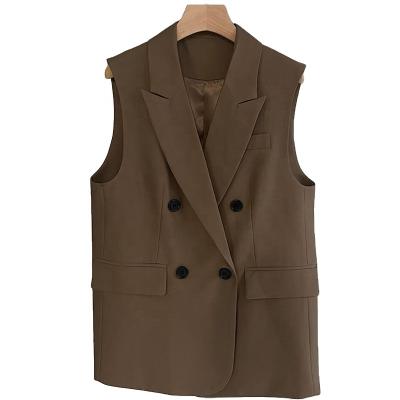 China Ladies Autumn Office Blazer Vest Designs Korean Women's Fashion Anti-wrinkle Long Multicolor Bazer Sleeveless Blazer for sale