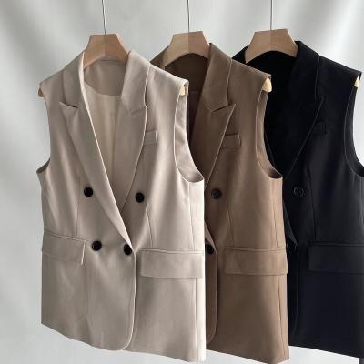 China Anti-Wrinkle Women Fashion Sleeveless Blazer Long Vest Ladies Autumn Blazer Designs for sale