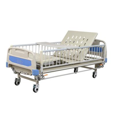 China Manual Easy Well Operate Quality Metal Patient Bed 2 Function Manual Hospital Bed Home Care Nursing Bed for sale