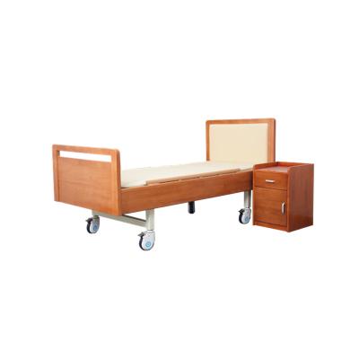 China New Manual Easy Operate Hospital Bed Two Crank Manual Wooden Patient Nursing Bed Care Bed Medical Bed for sale