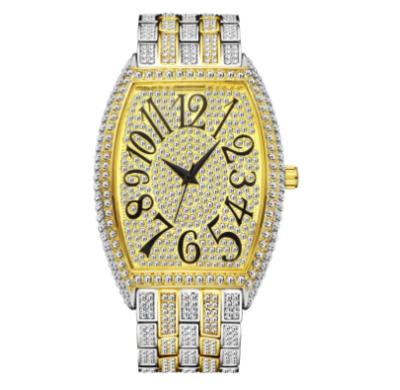 China Men's Diamond-studded Anglo Wine Barrel Full Diamond Watch for sale