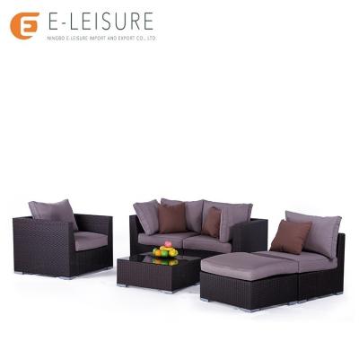 China Modern Rattan Patio Furniture 5 Pcs Outdoor Wicker Furniture Garden Corner Sofa Sets for sale