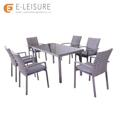 China Modern Outdoor Living Furniture Rattan Modern E-Leisure Dining Table Set for sale