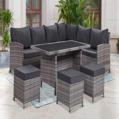 China Leisure Living 5 Piece Corner Sofa Dining Sets Dining Table Outdoor Dining Room Furniture for sale