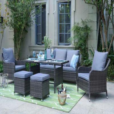 China Leisure Living 6 Piece Sofa Set Dining Table Set Modern Outdoor Dining Room Furniture for sale