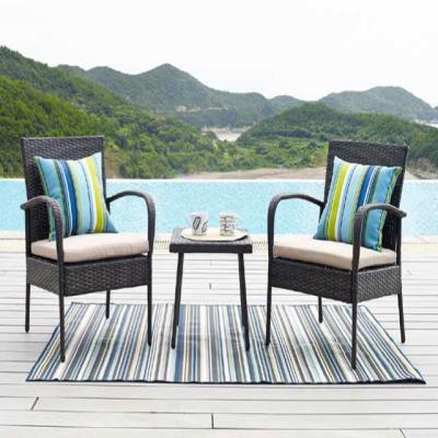 China Modern Leisure 3Pcs Outdoor Living Rattan Furniture Modern Dining Table Chairs for sale