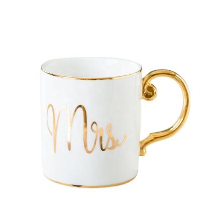 China MR&MS Luxury Gold Handle Ceramic Mug Viable Customized Wholesale Porcelain Mugs Tea Cups Ceramic Gold Rim Cups And Mugs Coffee Mugs for sale