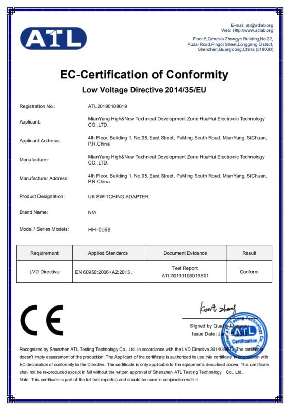 CE - Mianyang High & New Technical Development Zone Huahui Electronic Technology Co., Ltd.