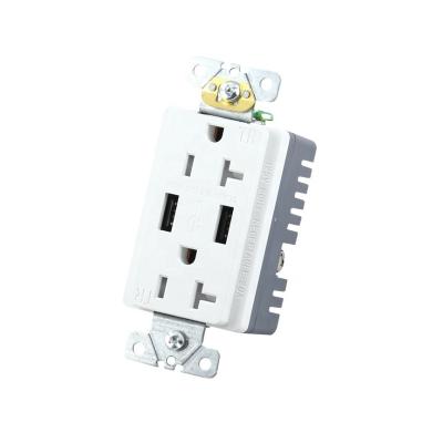 China USA American GFCI 2 Gang Residential / General Purpose Switch Double Outlet Electrical Wall Outlet With USB for sale