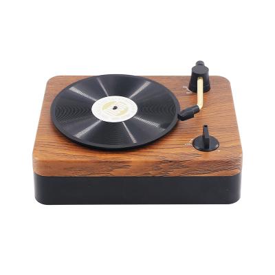 China Mini Mini Speaker Retro Gramophone Record AirPlay Wooden Retro Speaker Desktop Wireless Portable Audio for sale