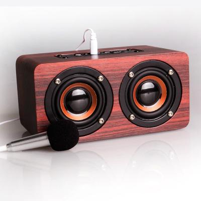 China Vofull Alarm Clock Mini Wooden Speaker Heavy Bass Portable Wireless Blue Tooth Speaker for sale