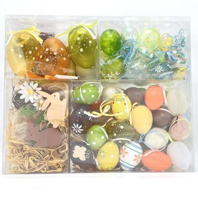 China Popular Wholesale DIY Easter Day Ornaments Rabbit Egg Painting Easter Gifts Plastic Craft Wooden Rabbit Decoration Set for sale