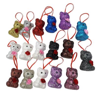 China Popular DIY Wholesale 7cm Styrofoam Bear With Decorations Glitter Bear For Valentines Day Gift For Decorations for sale