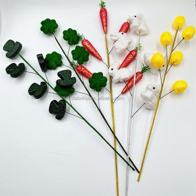 China Popular DIY Saint Patrick's Day Decorations Glitter Top Hat Ireland Flocking Irish Clover Party Hats St Patrick's Day for sale