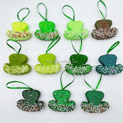 China Popular Cheap High Quality Carnival DIY St. Patrick's Day Glitter Hat Hanging Decorations for sale