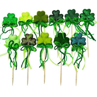 China DIY Three Leaf Clover Popular Lucky Green Irish Shamrock Saint Patrick's Day Decoration Stick for sale