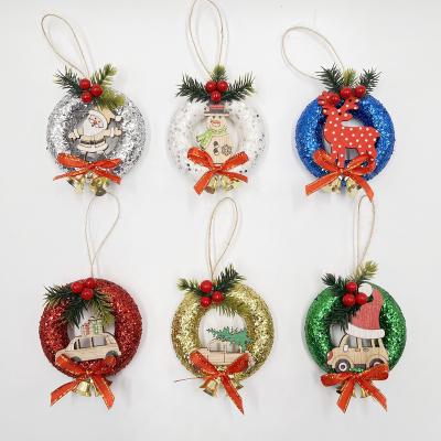 China Styrofoam+Wood Round Christmas Hanging Ornament Home DecorationsPendant Christmas Hanging for sale