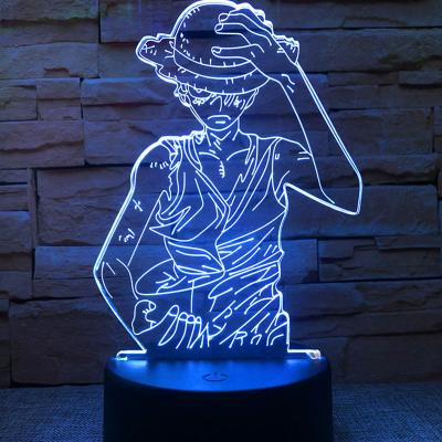 China Modern Simplicity Anime One Piece Series Touch 3D Night Light Remote Control Creative Bedside Lamp for sale