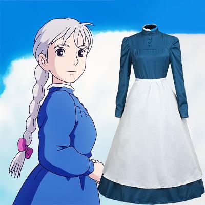 China Cosplay Halloween party blue women's cosplay costume Sophie's dress cosplay from the castle of the howl cos mobile costume for sale