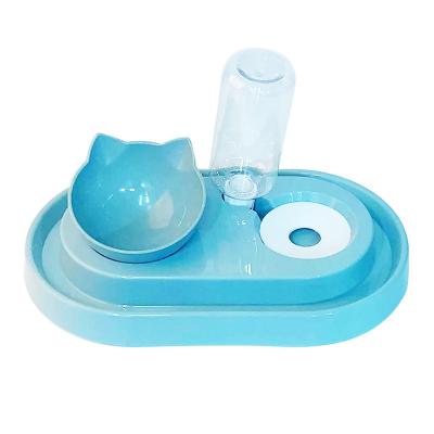 China New Sustainable Cat Double Bowl Drinking Water Driver Cat Ear Water Storage Bottle Automatic Neck Protector To Prevent Dogs From Hitting OV for sale