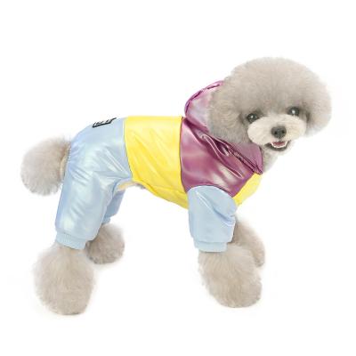 China New Pet Stocked Thickened Waterproof Clothes For Small And Medium Dogs Winter Warm Rainbow Cotton Quadruped Coat for sale